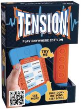blue tension box with logo showing the orange and blue card holder, and a cut out showing the physical case inside the box
