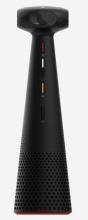 black cone shaped conference speakerphone with 360 camera on the top