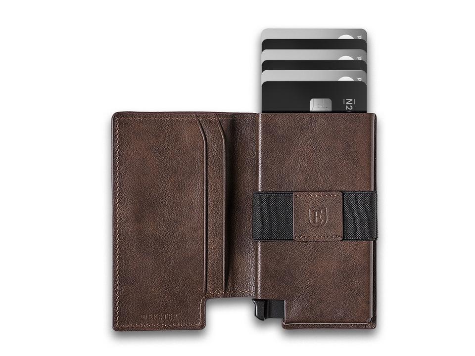ekster wallet, open, with cards displayed