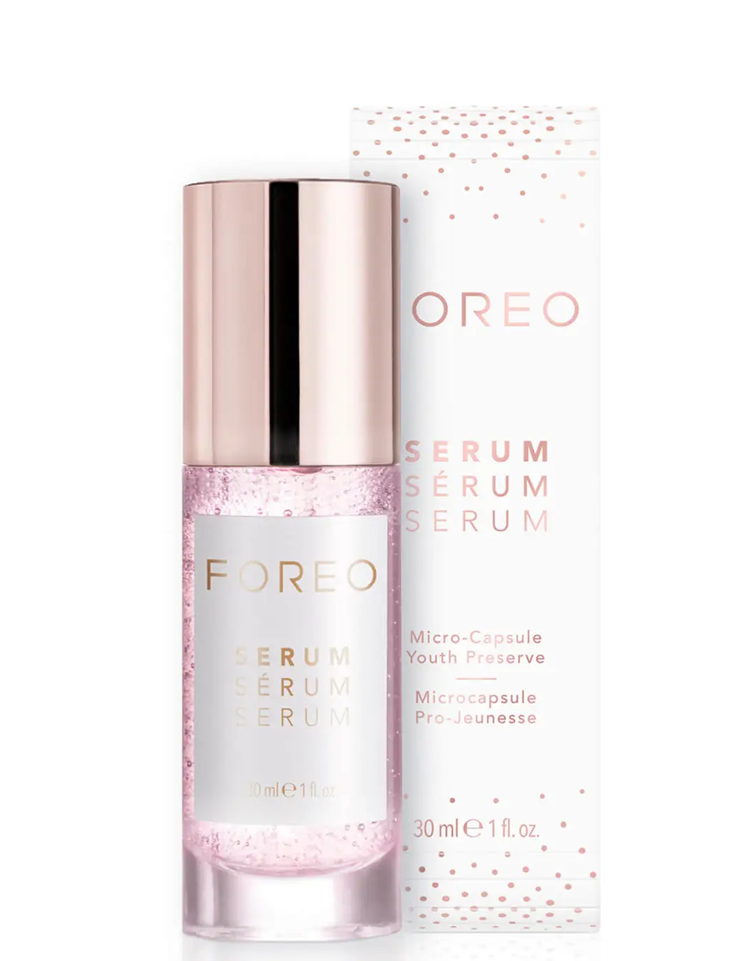 Serum bottle beside packaging