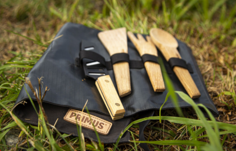 Primus Campfire Prep set laid on grass. 