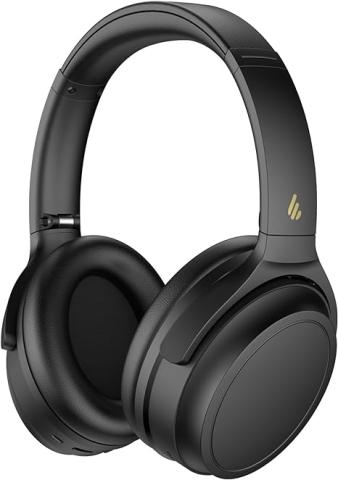 black over-ear headphones on a white background 