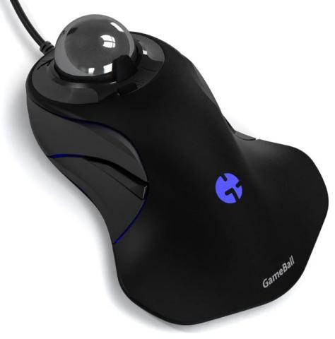 black computer mouse with a trackball 