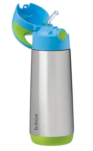 stainless steel, green and blue insulated bottle with straw lid 