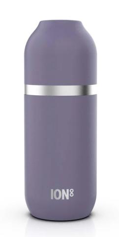 purple insulated bottle flask, with silver line around the middle 