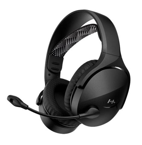 black wireless gaming headphones with black mic arm 