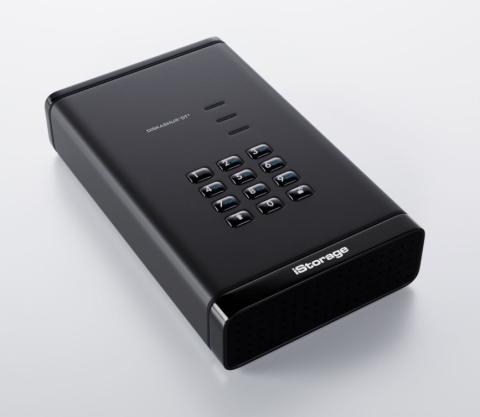 black hard drive with keypad on the front 