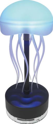 Blue jellyfish lamp on a black base 