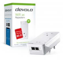devolo WiFi ac Repeater+ sits beside its box