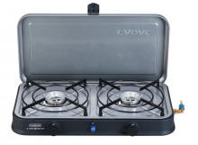Front view of the Cadac 2 cook, with the dual burner system. 