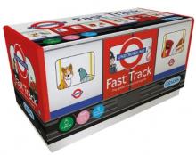card game box in red, white and black with iconic London landmarks and tube lines