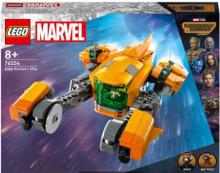 Lego box with guardians of the galaxy Baby Rocket's yellow ship model on the front  