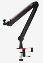 black and red boom arm for microphones 