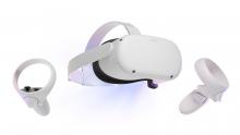 white VR headset and controllers 