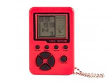 red pocket sized retro game drive with black buttons 