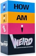How Am I Weird Game box which has a blue, orange, pink and black band stripe design on the box