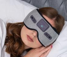 woman wearing sleep mask 