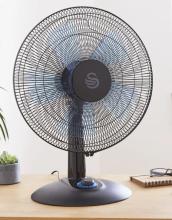 black desktop fan 