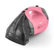 pink and black handheld carpet cleaner unit with front suction nozzle 