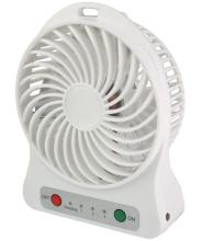 small white fan with red and green buttons on the front, the fan is on a white background 