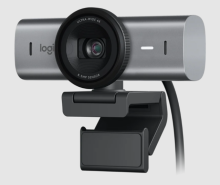 grey and black web camera on a white background 