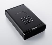 black hard drive with keypad on the front 