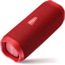 red wireless bluetooth speaker with 'TOZO' logo plate on the front 