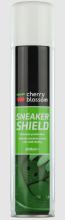 Image of green, black and white spray can labelled 'Cherry Blossom Sneaker Shield'. 
